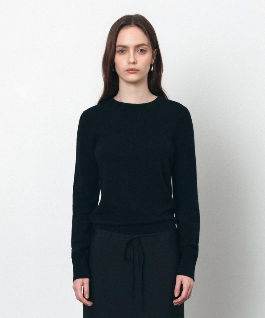 Siyajyu Sikn2175 Basic Round Neck Long Sleeve Knit_Black