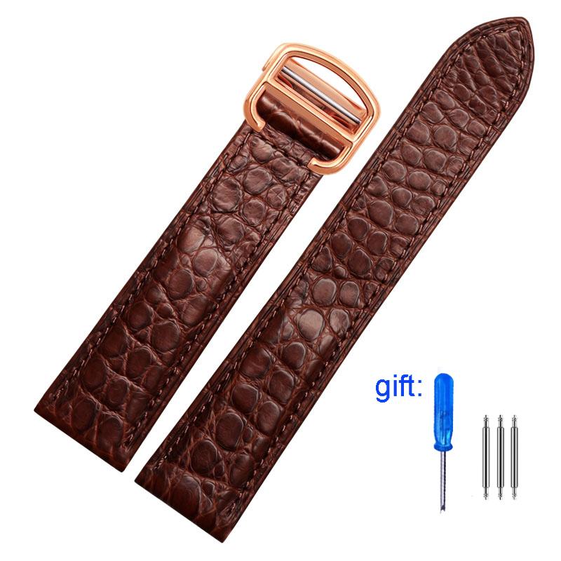 Alligator Leather Strap For Cartier Solo Tank London Genuine Leather Black Brown Watch Band Men Women 16mm 18mm 20mm 22mm 24mm
