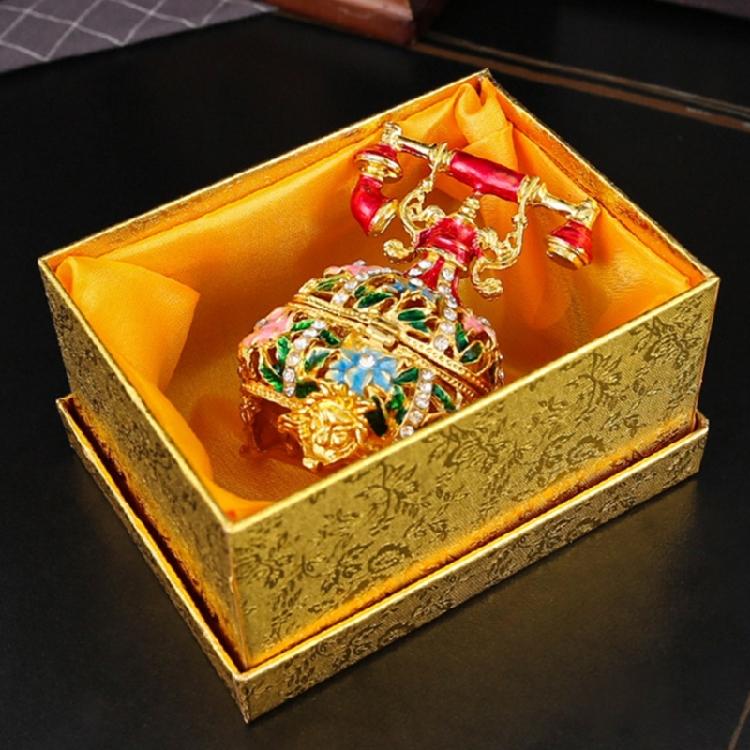 Wedding Jewelry Display Case Telephone Jewelry Organizers Storage Box with Elegant Crystal Embellishments Metal Texture
