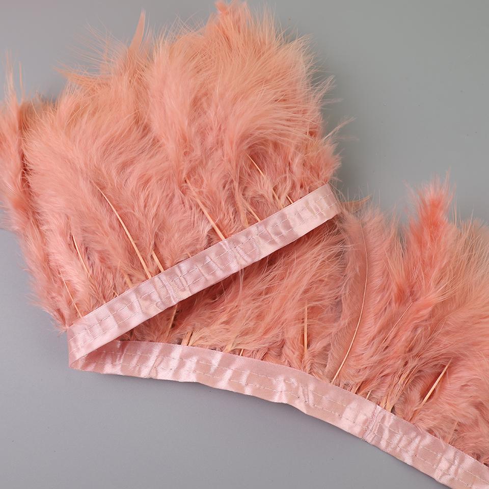 FeatherTurkey Feather Fringe 4-6inch Colorful Marabou Feather Tape for Handiwork Clothes Dress Handmade Cloth Strap Home Decoration