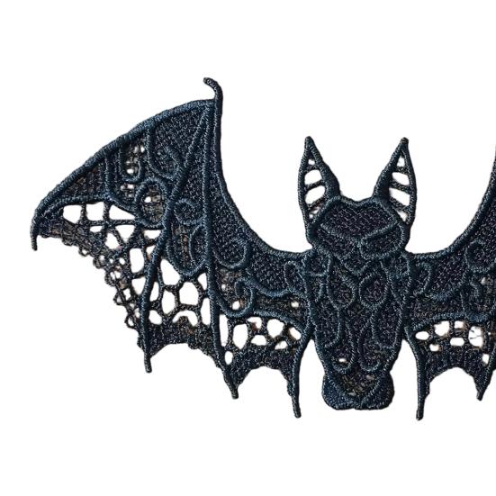 2 Pcs Halloween Bat Embroidered Patch Lace Gothic Wing Design DIY Clothing Badges