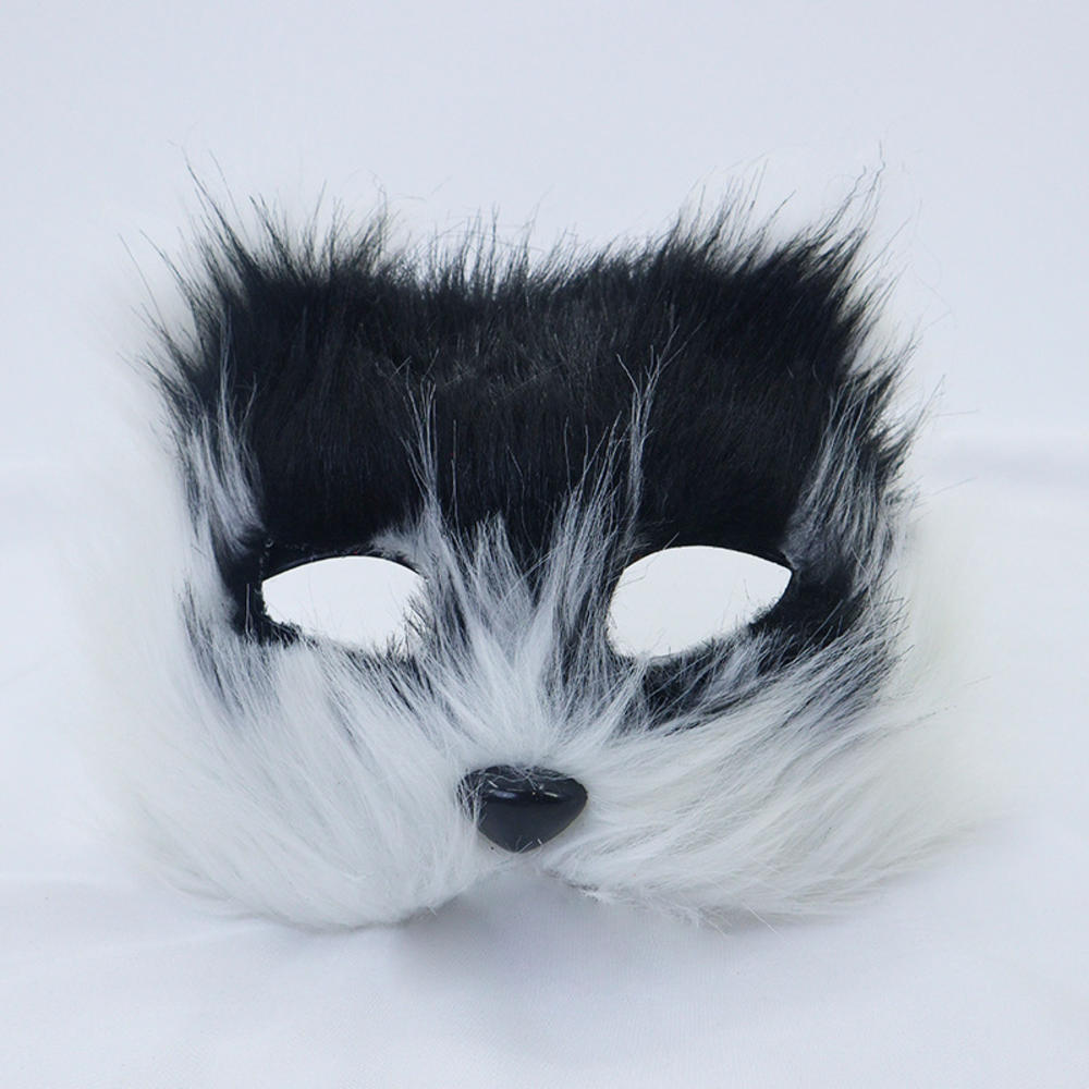Plush Fox Cat Mask Trendy Animal Half Face Masks Costumes Prop for Halloween Christmas Masquerade Party Cosplay Props
