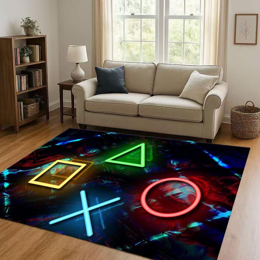 Classic Game Zone Sign Gamer Controller Living Room Non-Slip Area Rug Carpet for Bedroom Kids Playroom Sofa,Home Decor Doormat