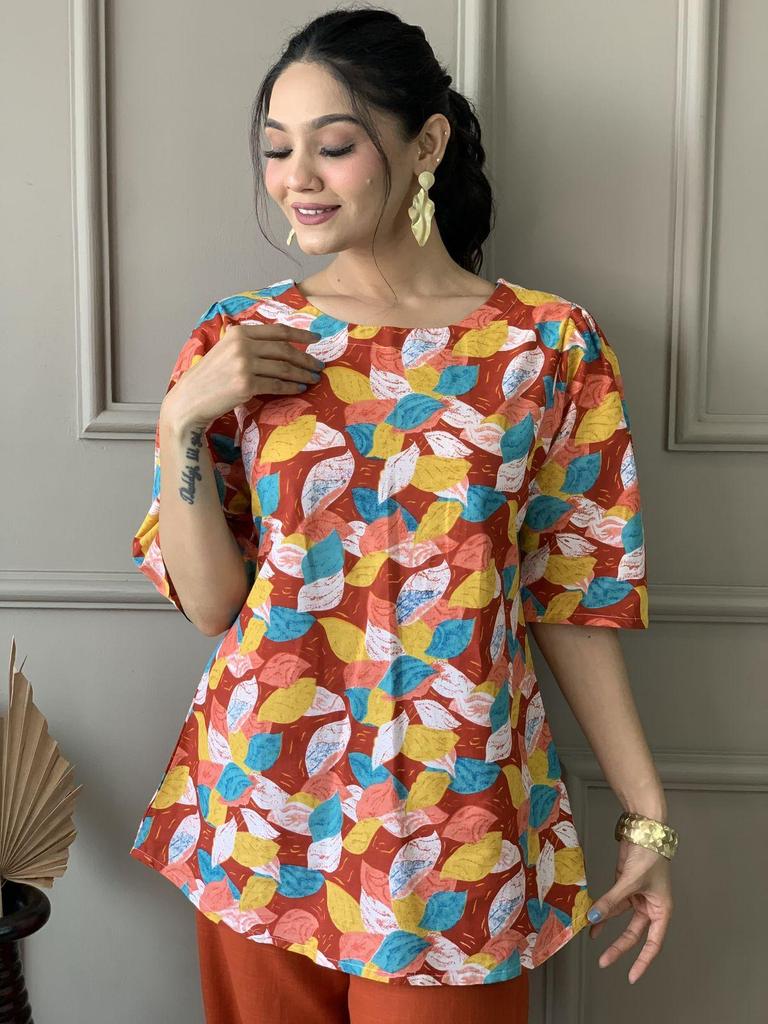 Indian Women Pure Cotton Kurti Cord Set Party Wear Designer Top Tunic Kurta Pant Set Dress