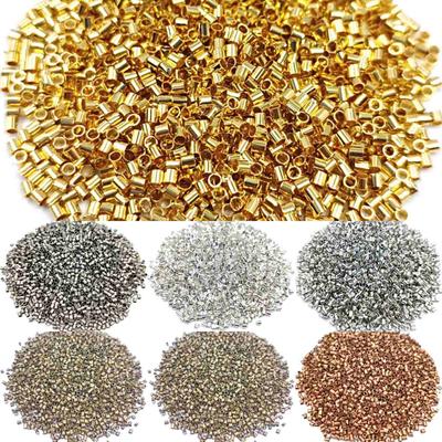Home Party Supplies Bracelet Finding DIY 1.5mm 2mm Cylinder Tube End Beads Gold Sliver For Craft For DIY Mini Alloy Stopper Spacer Beads