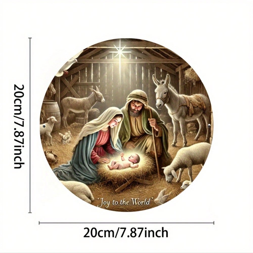 Christmas Lamb Metal Wall Art Home Decor Modern 2D Flat Circular Gift 20x20