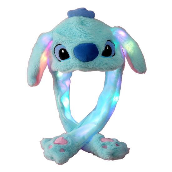 Funny Plush Rabbit Hat Cute Ear Moving Jumping Hat LED Light Up Winter Animal Cap for Women Girls Christmas Party Cosplay