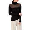 Semi-turtleneck Mesh Splicing Bottoming Shirt Women's Autumn New Slim-fit Inner See-through Silk Wool Knitted Sweater