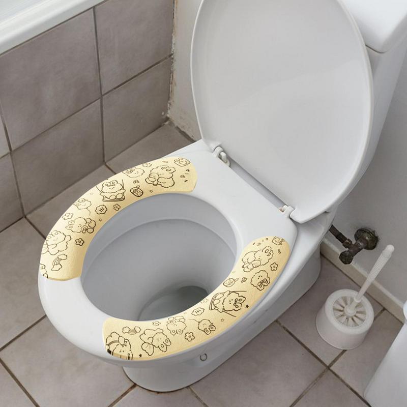 Elongated Toilet Seat Cover Non-Slip Cute Bunny Bathroom Toilet Cushion Self-Adhesive Non-Slip Soft Donut Toilet Seat Cover For
