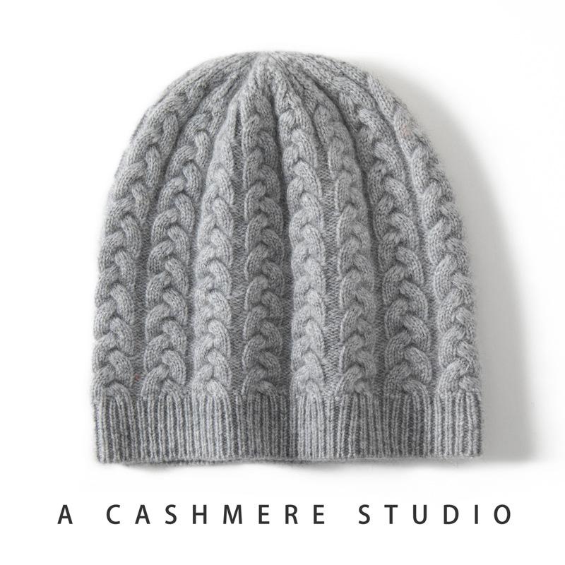 Autumn and Winter New Cashmere Hat Women's Twisted Cashmere Knitted Hat Versatile Solid Color Headgear Casual Trend