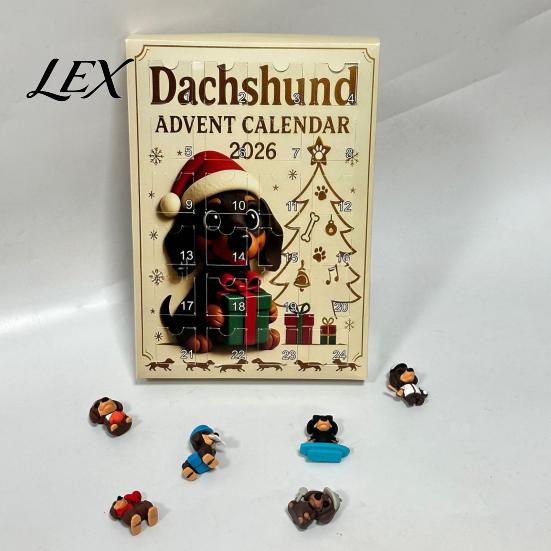 Decorative PVC Miniatures 2026 Owl/Dog Advent Calendar, 24 Days Christmas Countdown with Mini Animal Theme Surprise Figurine Ornaments, Collectible