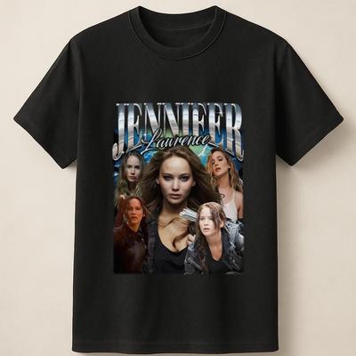 Jennifer Lawrence Fan Art Poster Style Star Look Unisex T Shirt Unisex T-Shirt
