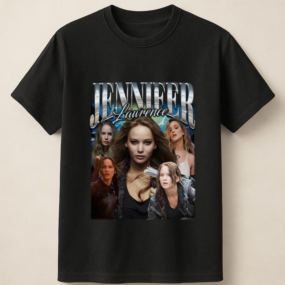 Jennifer Lawrence Fan Art Poster Style Star Look Unisex T Shirt Unisex T-Shirt S