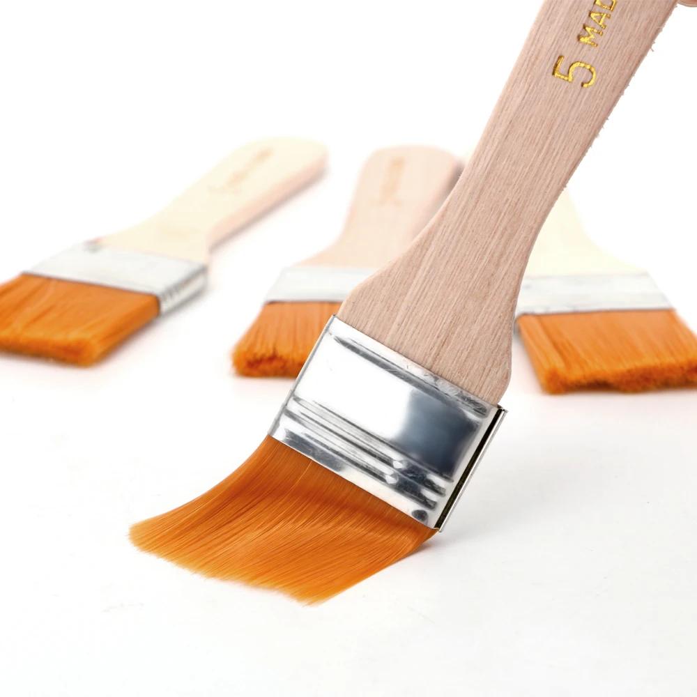 2/4Pcs Hair Painting Brush Acrylic Paints Nylon Oil Paint Brush Watercolor Paint Drawing Art Supplies Wood Handles