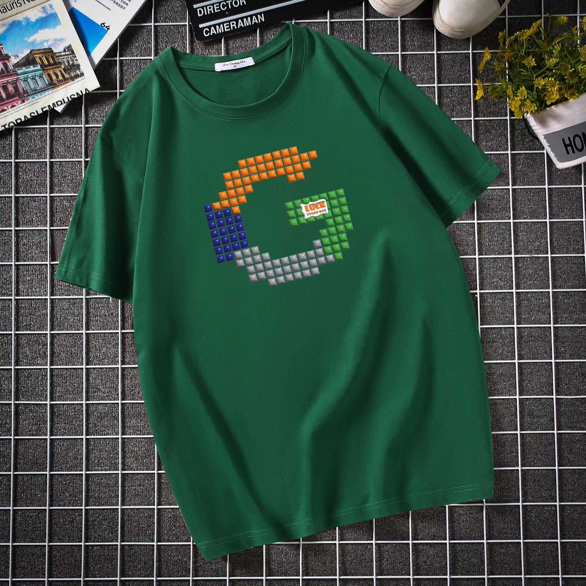 

Футболки из хлопка Мужская футболка из чистого хлопка с короткими рукавами Корейская модная брендовая студенческая футболка с круглым вырезом и короткими рукавами S