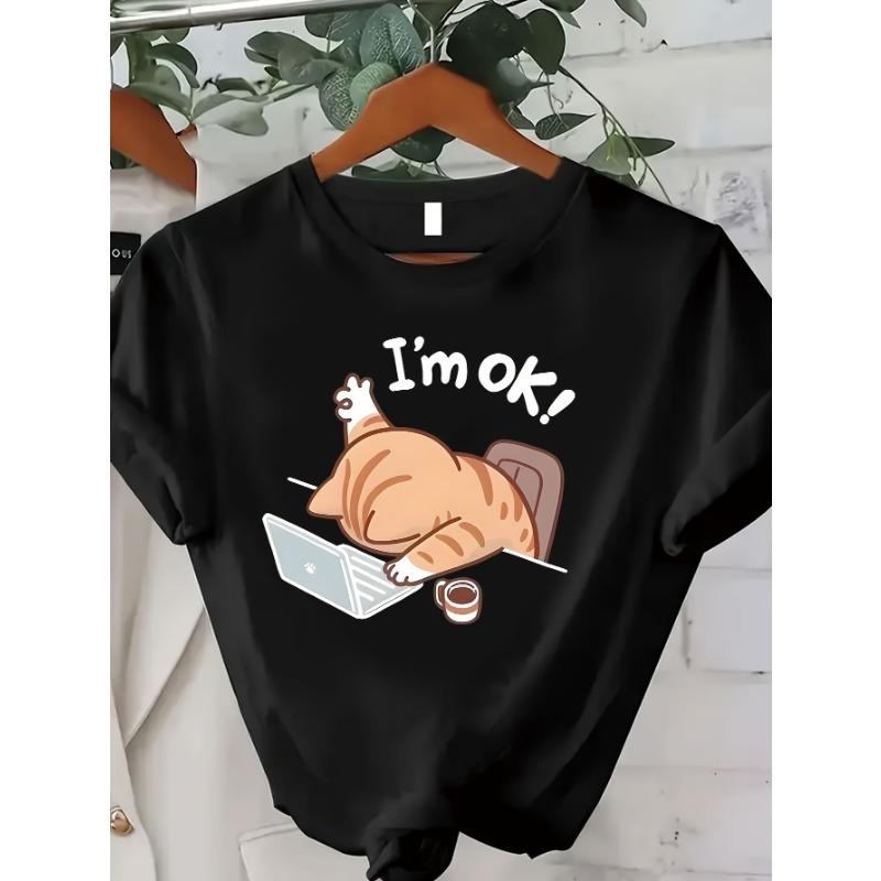 T-shirt short sleeved round neck casual top for summer and spring women s clothing S