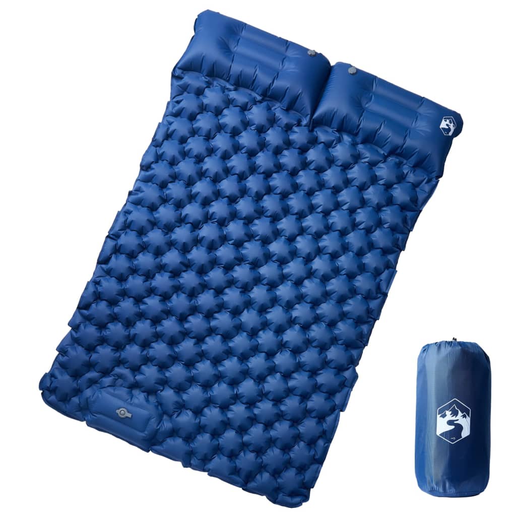Double Self Inflating Sleeping Mat with Pillow Navy Blue