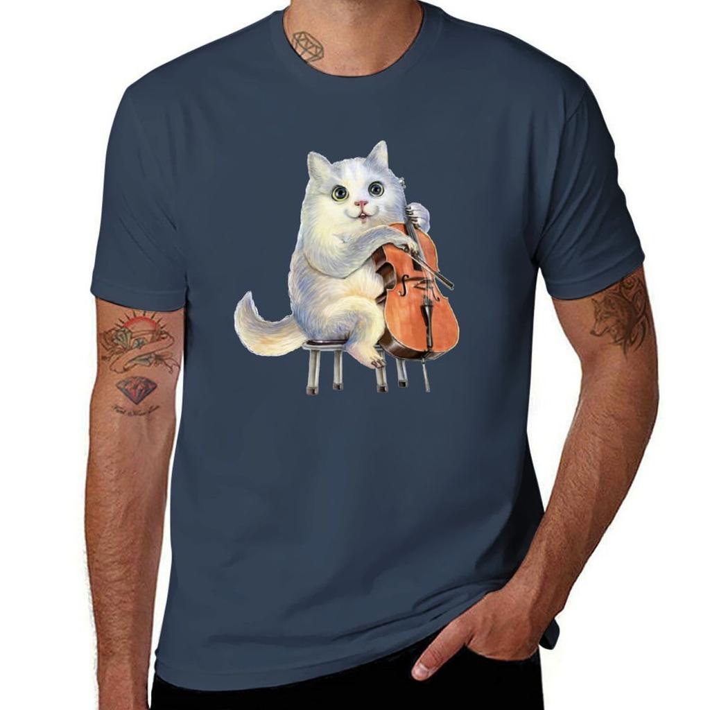A Cute Cat Playing The Cello Tshirt Cool Dry Perforunisexce Tshirt