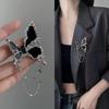 Tassel Pendant Butterfly Chain Brooch Pin Black Suit Badge Lapel Pins  Clothing Accessories Jewelry
