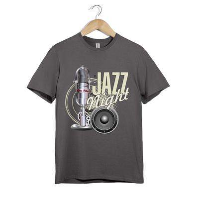 T-Shirt Jazz Night – Maglietta Musicale con Microfono DJ – Festa, Festival, Rave e Concerto
