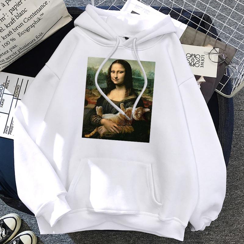 T Shirts Mona Lisa Hugging Cat Kawaii hoodie
