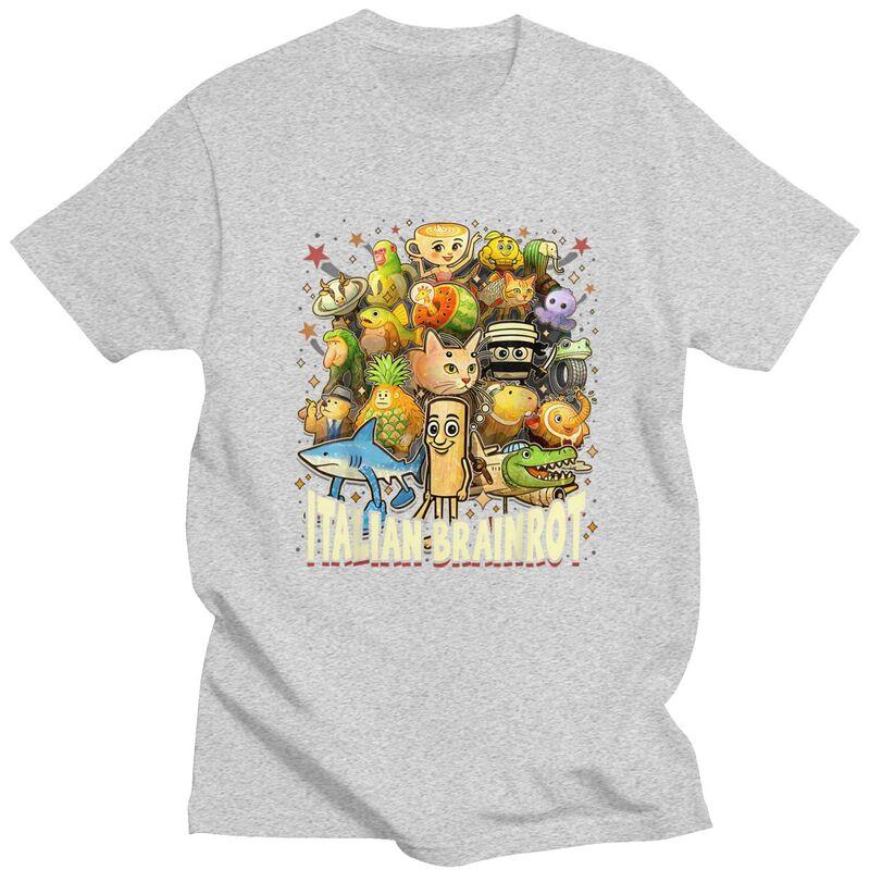 Italienisches Brainrot Meme Charaktere Design T-Shirts 100% Baumwolle T-Shirts Shirt Streetwear Rundhals T-Shirt Lässige Kurzarm T-Shirts