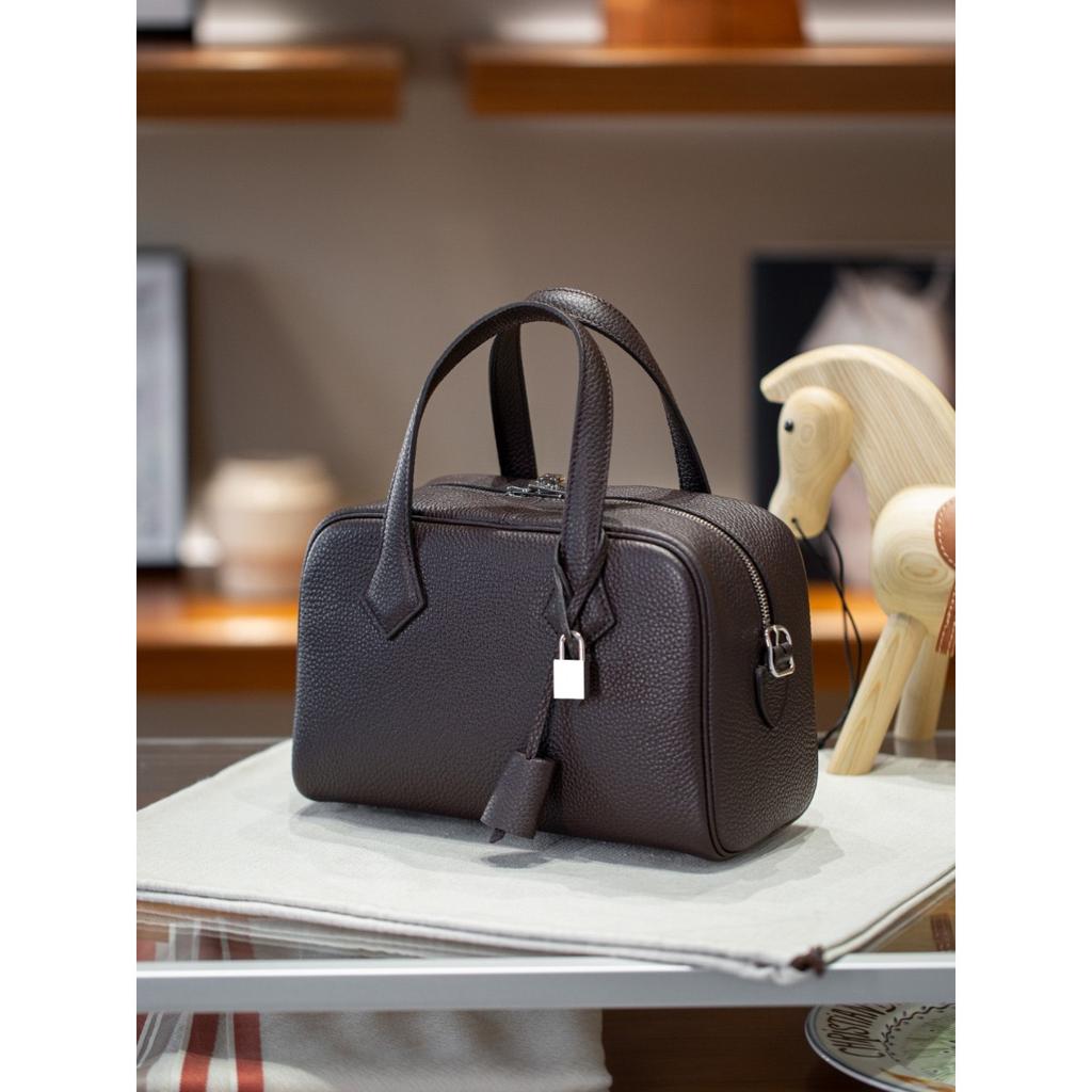 First layer TC cowhide Victoria 27cm bowling bag new leather large capacity tote bag portable shoulder bag