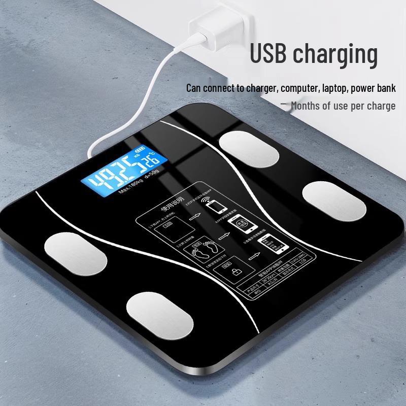 Smart Rechargeable Body Fat Scale: Precise, Durable, Compact Digital Weight Measurement