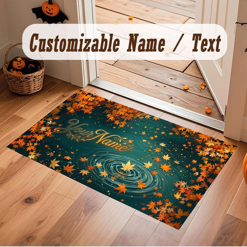 Mountain Landscape Theme Crystal Velvet Floor Rug Personalized Custom Name Text Warm Carpet Home Decoration