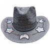 Straw Western Cowboy Hats for Women Girls Star/Moon Shapeable Cowgirl Hat Summer Outdoor Beach Sun Hat Vintage Jazz Hat