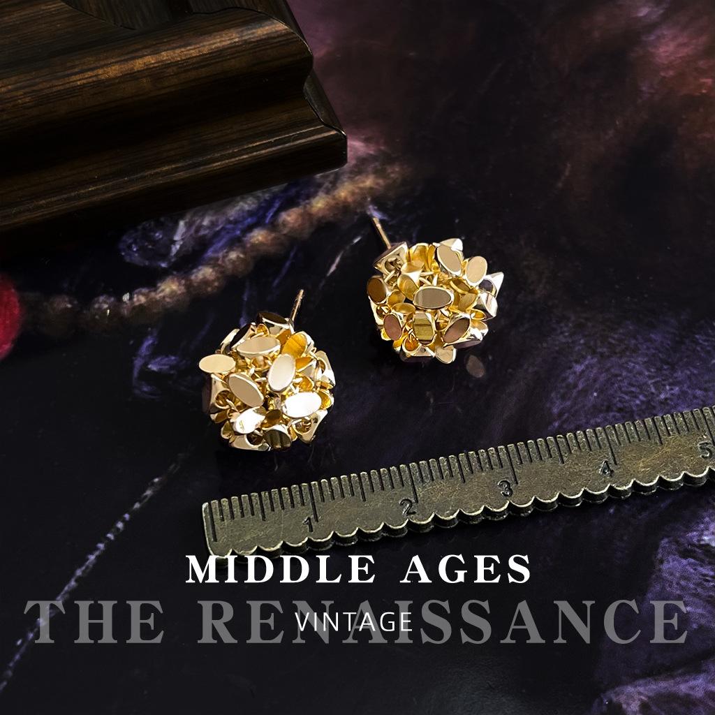 Geometric hand-woven metal ball stud earrings personalized niche design earrings earrings women