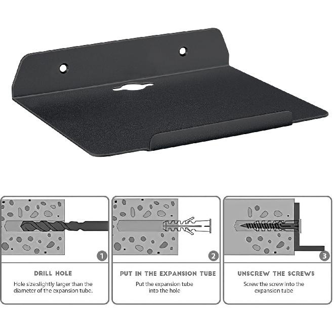 8 inch Small Floating Metal Wall Shelf,Deep Floating Shelves for Speakers,Cameras,Routers,Heavy Duty Metal Floating Wall Shelf with Ledge for