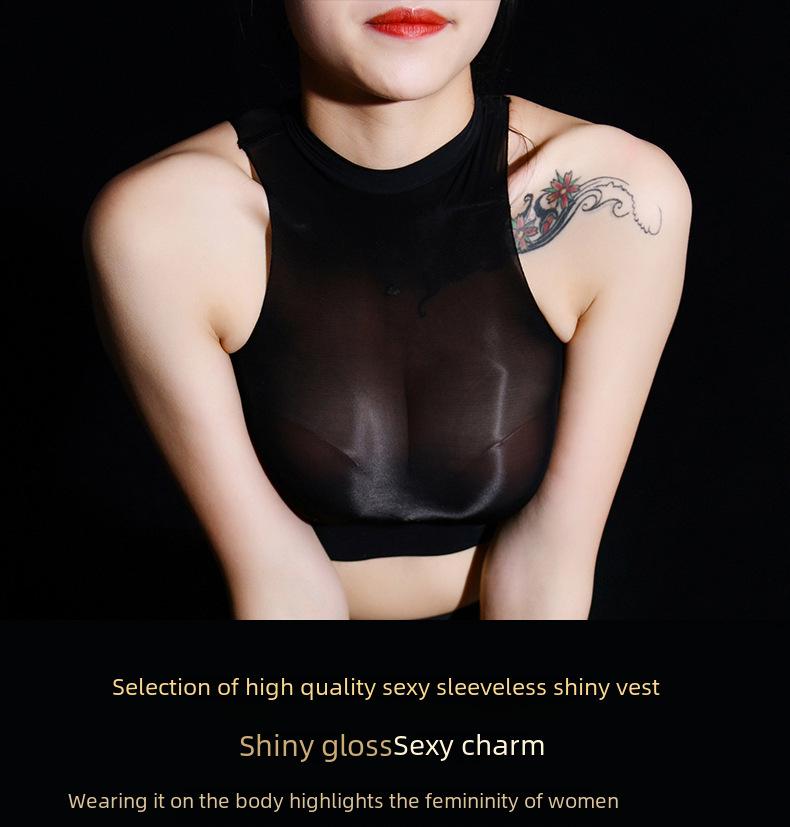 Qinghe 912 Seamless Oily Sheer Stockings & Slimming Sexy Underwear Set