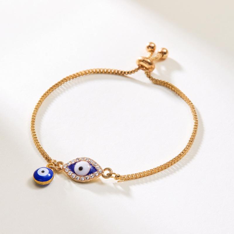 

Classic Turkish Evil Eyes Bracelet for Women Lucky Rhinestone Blue Eye Push Pull Adjustable Bracelet Girls Party Jewelry Gift