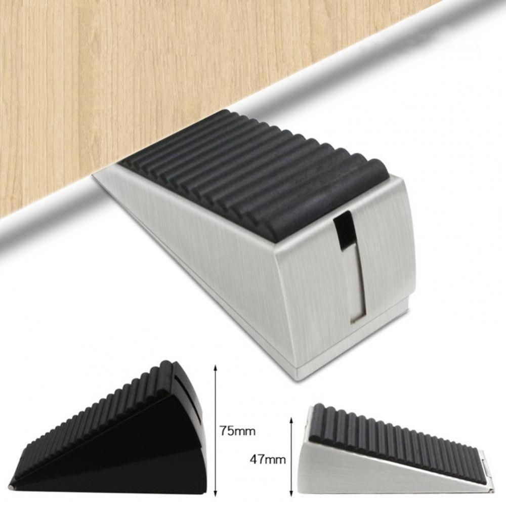 Stainless Steel Door Stop Wedge Non-slip Floor Doorstop Sturdy Spring Door Stopper  Floor Protector