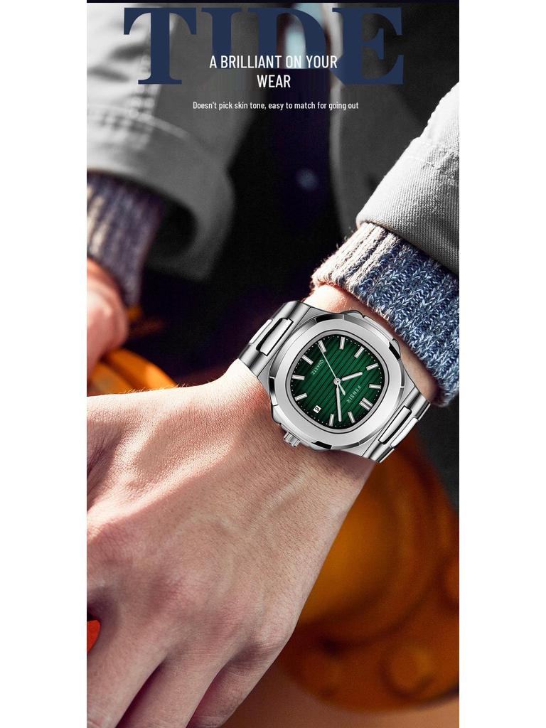 Fins 2030 Nautilus Reloj de Cuarzo Cuadrado para Hombre con Calendario - Diseño Moderno y Único