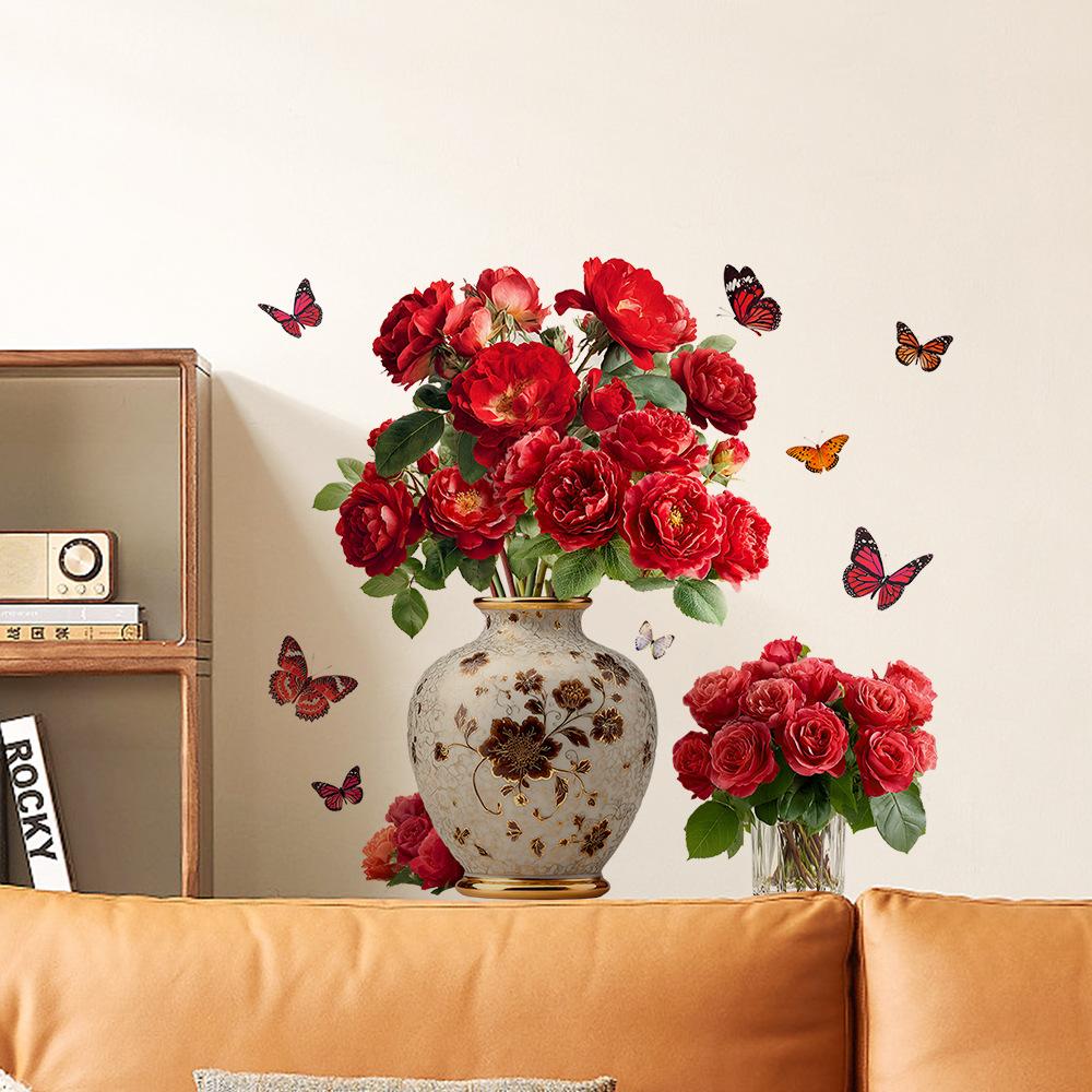 3D Simulation Vase Bedroom Room Wall Stickers Decal Home Living Room Decoration