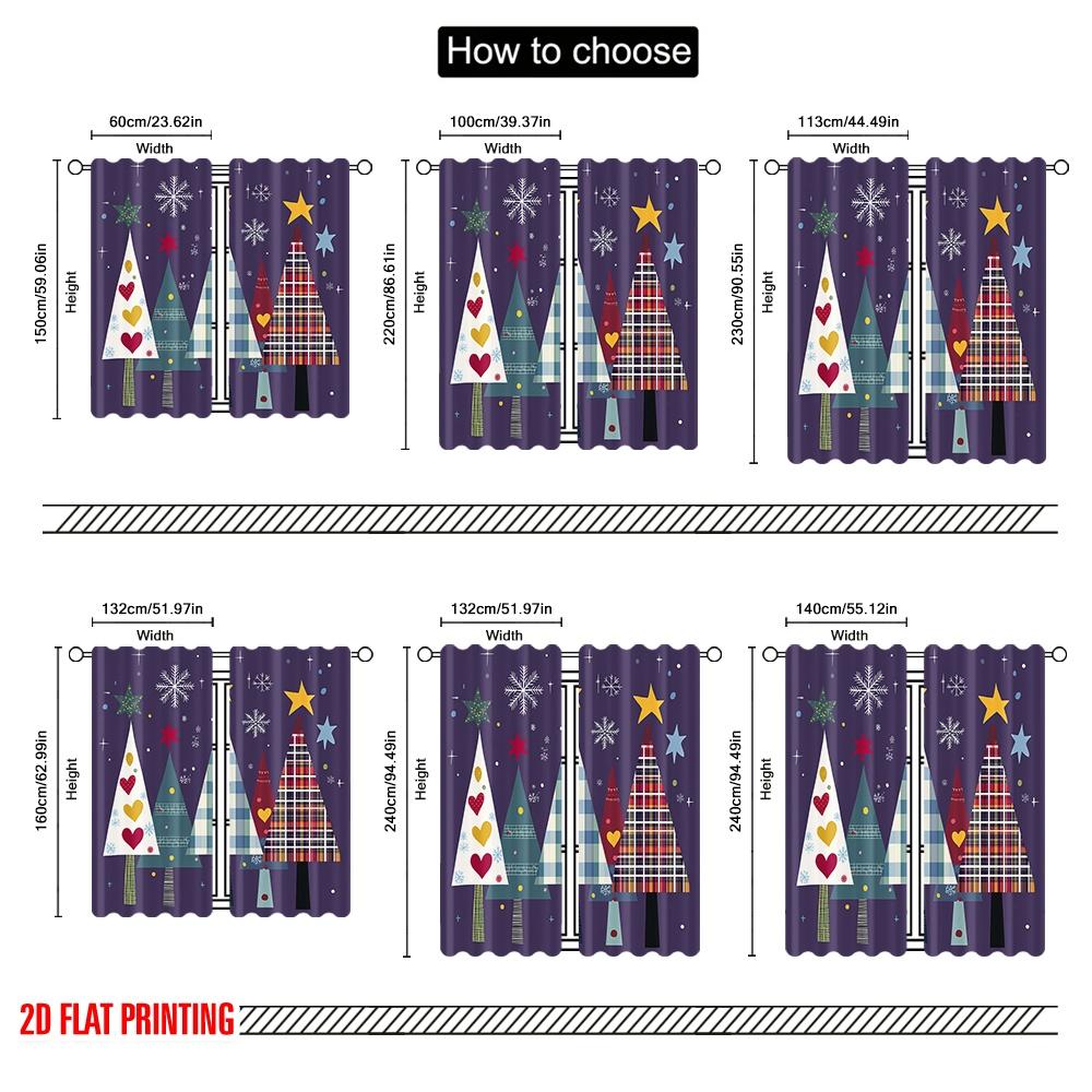 2 Stück, 2D-Flachdruck Beliebte Vorhänge Weihnachtsbäume Winterurlaub (2) Polyester Fabrik (ohne Stange) Festlich Perfekt für