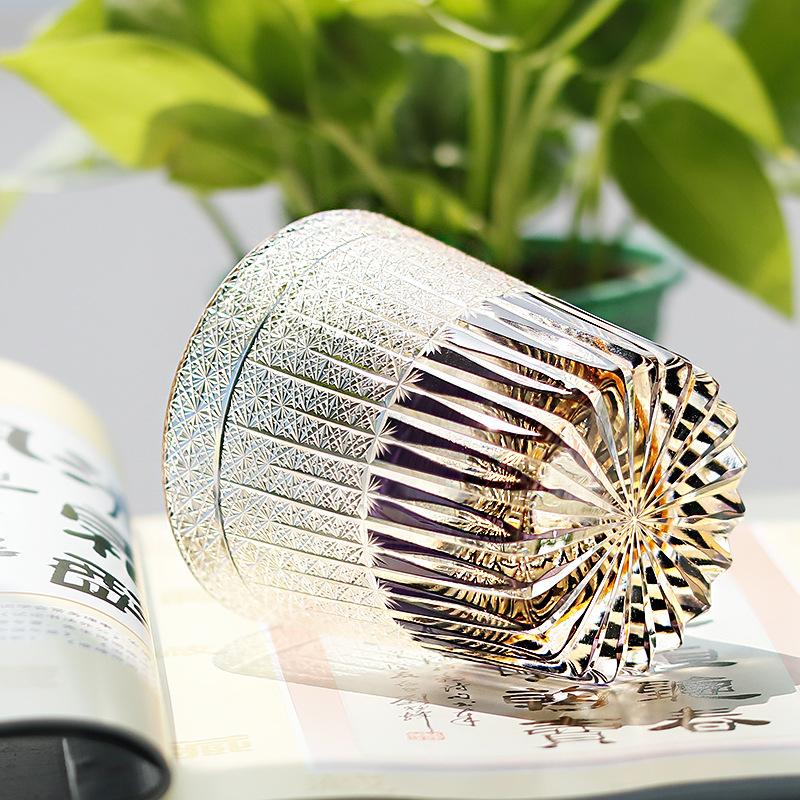 Jinzhi hand-carved Japanese-style Edo cut-off style big Maimang crystal whiskey glass wine glass