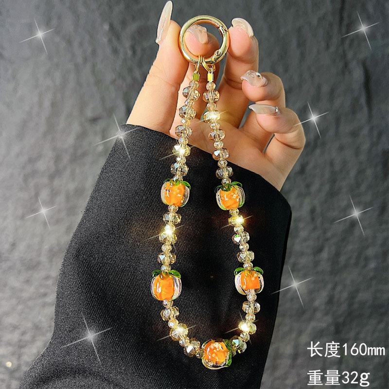 New Persimmon Ruyi Phone Chain New Chinese Style Glass Crystal Phone Chain Wrist Bag Keychain Pendant