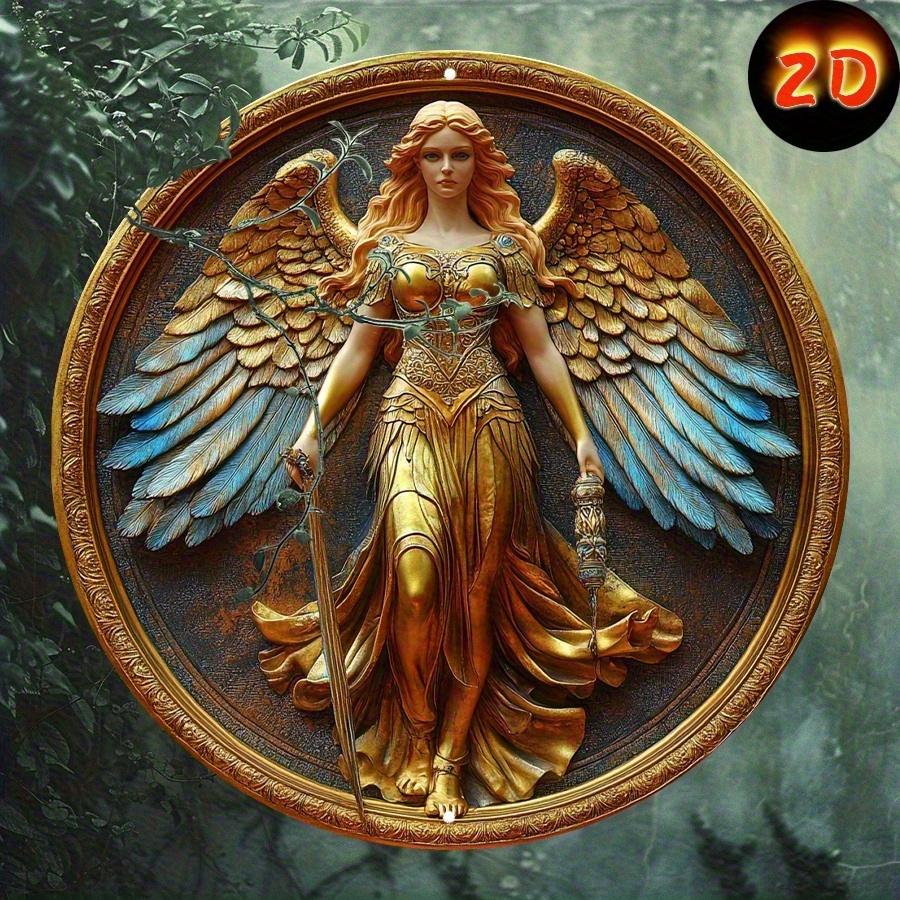 

2d Плоский 20*20см, Дерев яний настінний декор Ангел-Воїн і Богиня - Без запаху, Ідеально підходить для дому, кухні, саду, спальні, бару, прикраси для вечірки 20x20cm