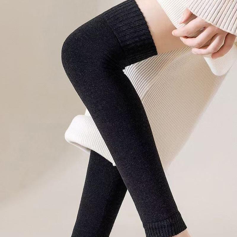 

Knitted Foot Cover Crochet Winter Thigh High Sock Boot Cuff Long Socks New Women Solid Color Leg Warmers Warm Knee High Socks One Size