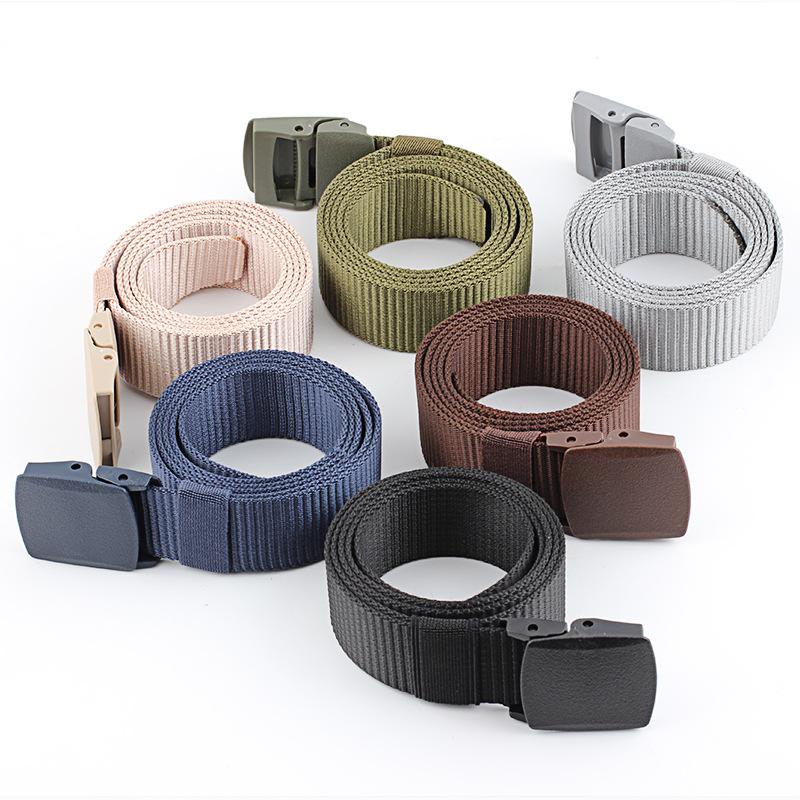 Outdoor Plastic Buckle Imitation Nylon Sports Women'S Canvas Wide Belt, Men'S Casual Belt Tactical Belt