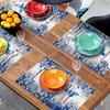 1PC Pack Blue Butterfly And White Flowers Placemats, 30x45CM Linen Rectangular Table Mats, Machine Washable Woven Dining