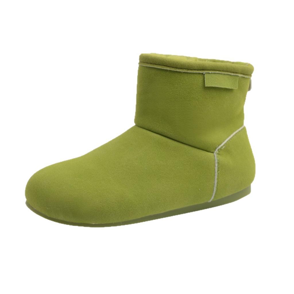 Senfgrün~ INS super gutaussehende Milch-Fufu Schneestiefel Damen Winter Samt verdickt warm kurze Stiefel flauschige nordöstliche Baumwollschuhe