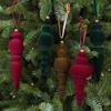9Pcs Solid Color Velvet Christmas Ball Set Vintage Long Finial Hanging Ornaments  New Year
