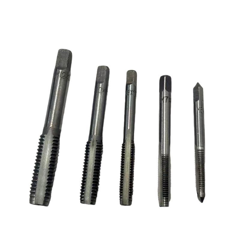 6-Piece Hand Tap Threading Tool Set with T-Handle Wrench, M6-M12 High Hardness Straight Flute