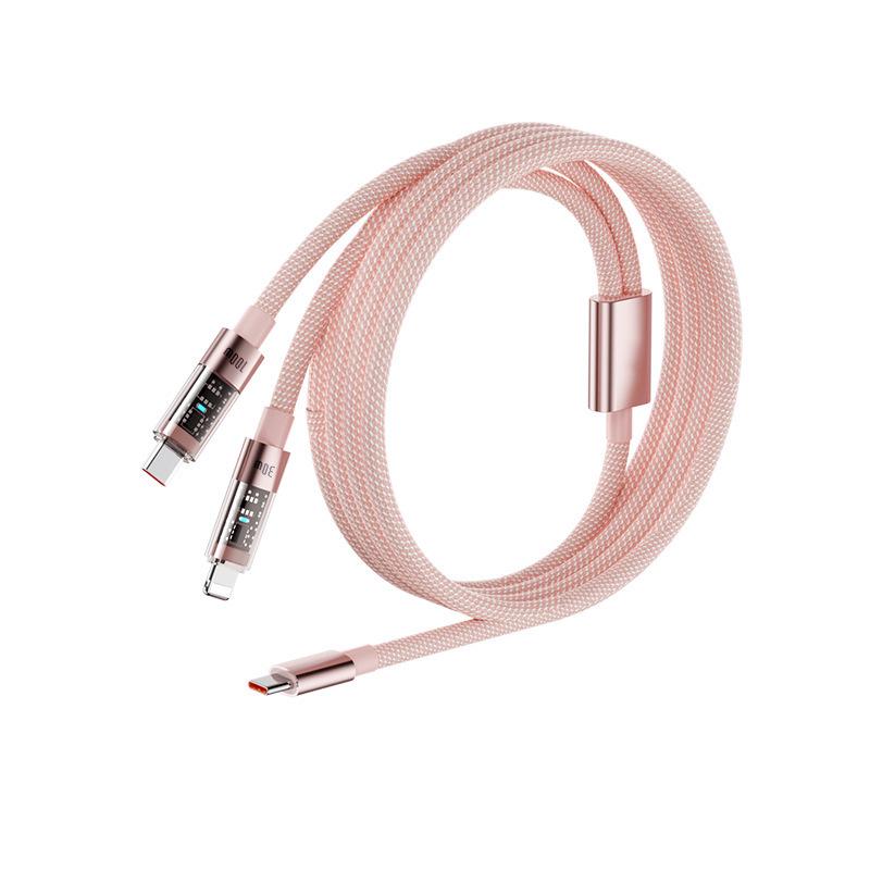 PD100W Transparent Flash Charging Cable for iPhone 14/12 with Light Data Connector