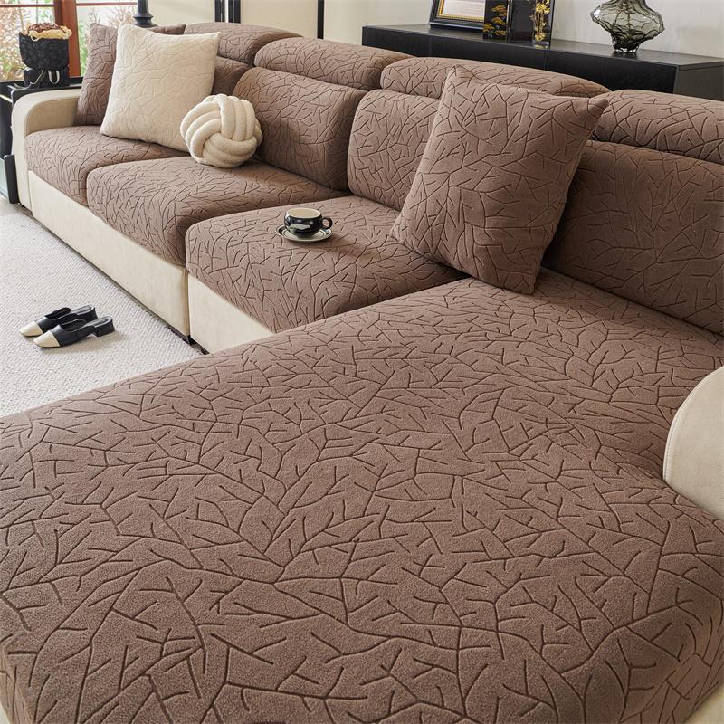 Branch Polar Fleece Jacquard Sofa Cover Cloth Cover Dustproof And Wear-Resistant Cushion Cover All-Inclusive Elastic Cushion Cover Modern Simple Tower