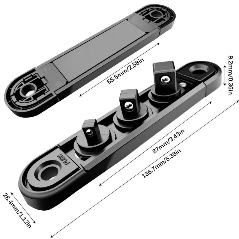 Magnetic Socket Holder Rack Organizers With Adjustable 360°Rotating Clip for 1/2 3/8 1/4 Socket Secure Tool Storage